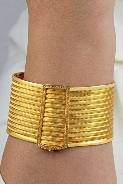 Çgk Çiğdem Gürel Kuyumculuk Tokalı Hasır Model Altın Kelepçe Bilezik