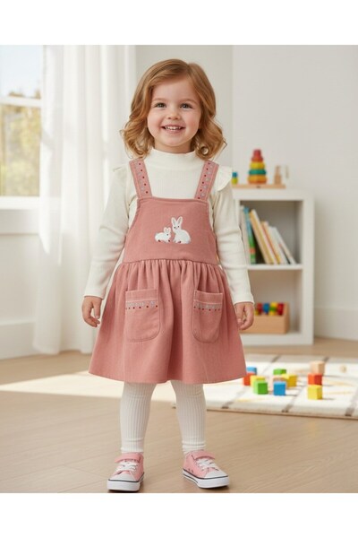 Ege Bebek Salopet din catifea pentru fetiță 2-3-4-5-6 ani, material reiat set...