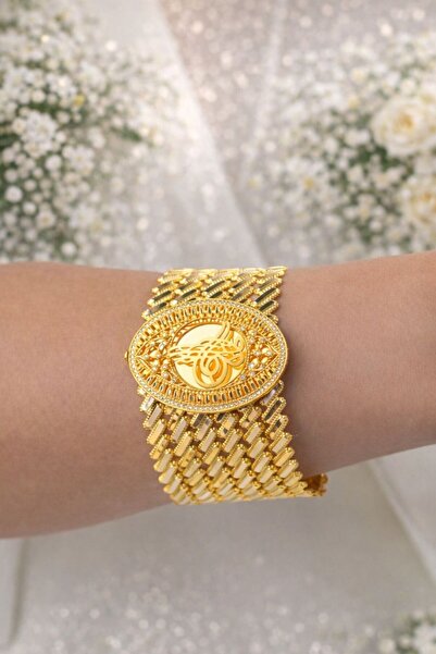 Çgk Çiğdem Gürel Kuyumculuk Tuğra Taşlı Model Altın Kelepçe Bilezik