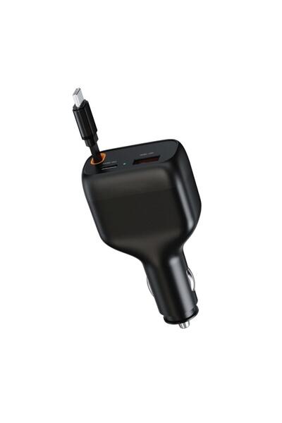 Tradeo شاحن سيارة قابل للسحب بقوة 81 واط بمنفذ USB-C مع منفذي إخراج للشحن السريع