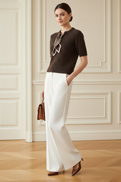 Ulino Pulover cu mânecă scurtă, cu model Paisley și eșarfă