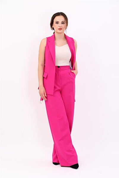 ÖNDER ÖZSOY Men's Collared Belted Slit Vest & Classic Palazzo Pants Women's S...