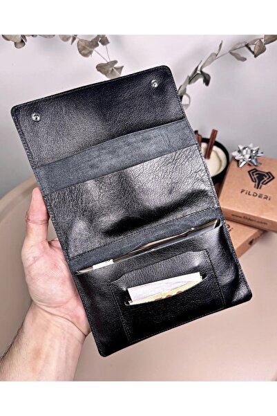 Fil Deri Genuine Leather Multi-Compartment Minimalist Tobacco Pouch 2131