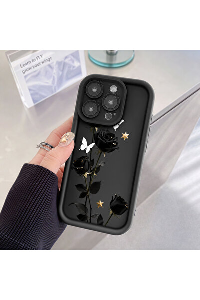 SLIMFELT Redmi Note 14 4g Compatible Butterfly Patterned Black Silicone Case Scratch-Resistant with Camera Protection