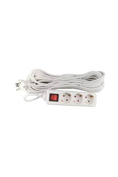 Quark 3 Socket Extension Cord, 10m, 3x1.0mm White with Switch and Child Prote...