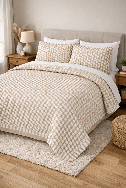 Anemons Goose Feet Pattern Multi-Purpose Pique Bedspread 1 Piece 200X230 cm