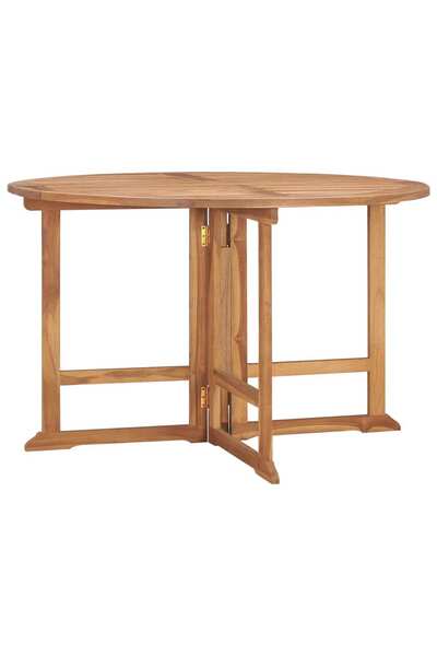 vidaxl Folding Garden Dining Table Ø110x75 cm Solid Wood Teak