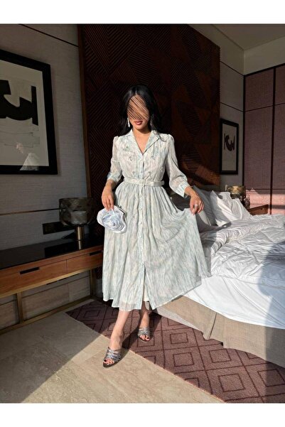 Alestefham Floral dress with two-tone crystal embroidery