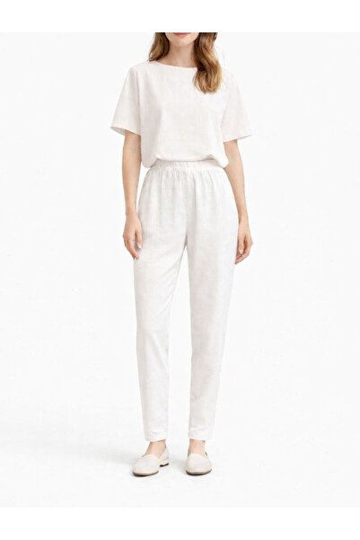 Yena Tekstil Cotton Trousers with Narrow Legs