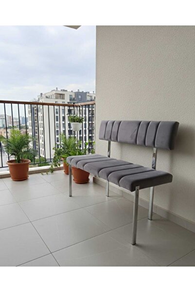 ÖZCAN METAL Metal Krom Ayaklı Sırtlı Mutfak Salon Antre Yatak Odası Balkon Pu...