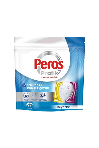 Peros Pratik Matik Çamaşır Deterjanı Kapsülü - Tableti 17 Adet Beyazlar