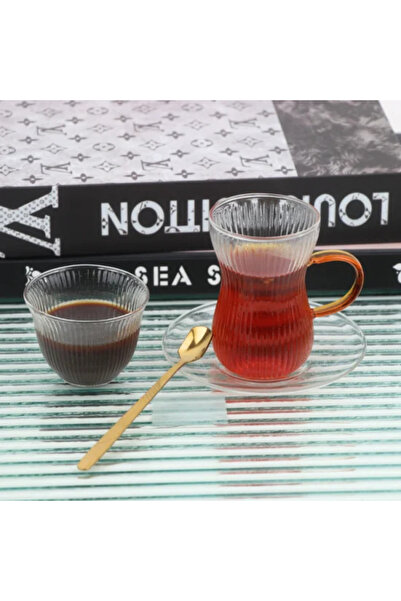 TULIN طقم فناجين شاي وقهوة مميز - شفاف - 18 قطعة