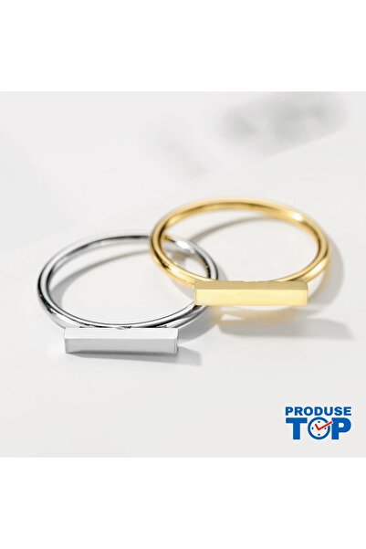 Produse.Top Women's Ring Made of Stainless Steel with Rectangular Element