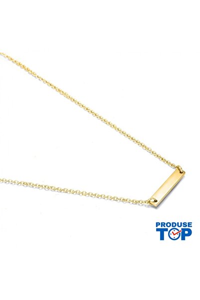Produse.Top Pink Gold Plated 14k Necklace with Minimalist Geometric Bar Pendant
