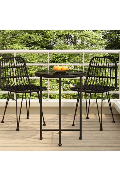 vidaxl Dining Table Black Ø55 cm Tempered Glass and Steel