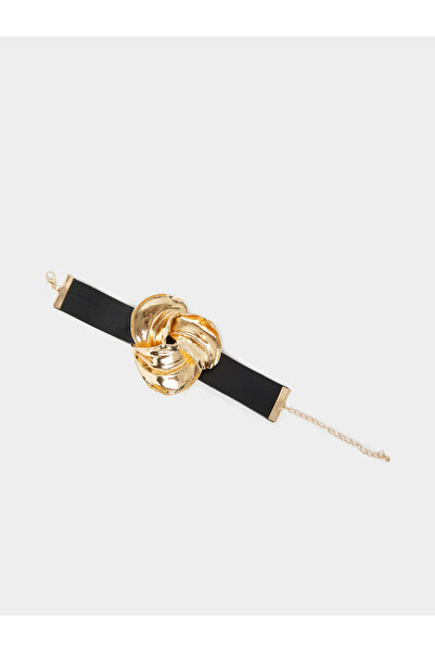 Styli Gold Knot Black Choker Bracelet