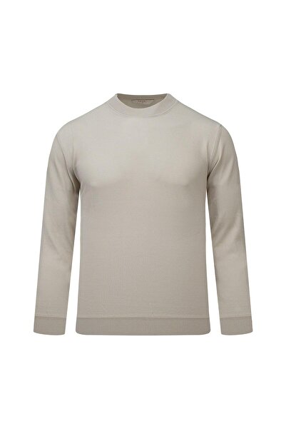 Hatemoğlu Екру пуловер с редовна кройка и полувисока яка от вискоза