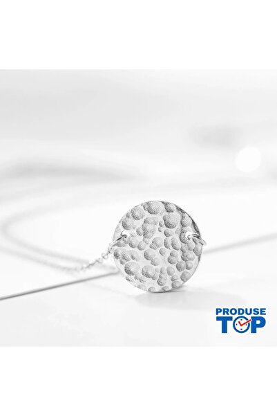 Produse.Top Silver Necklace with Round Pendant 13mm COL113