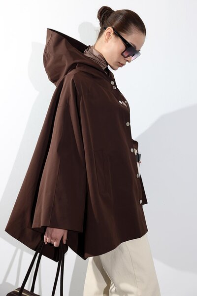 5in1Canpolat بني بغطاء رأس بونشو 87145