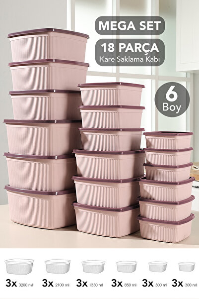 Meleni Home Set of 18 Striped Square Storage Containers - Microwave Safe Orga...