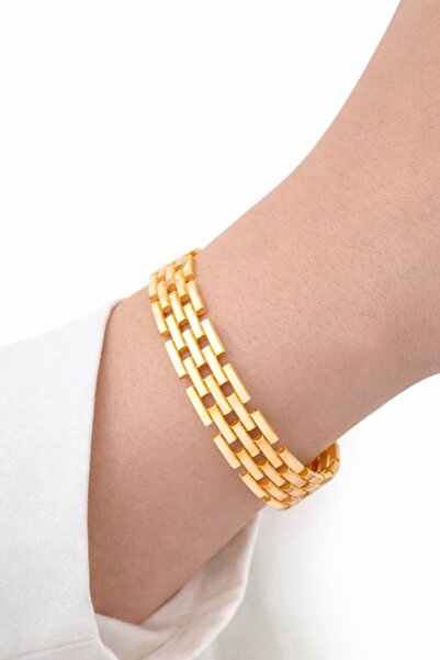 Çgk Çiğdem Gürel Kuyumculuk Şerit Ajdalı Model Altın Kelepçe Bilezik