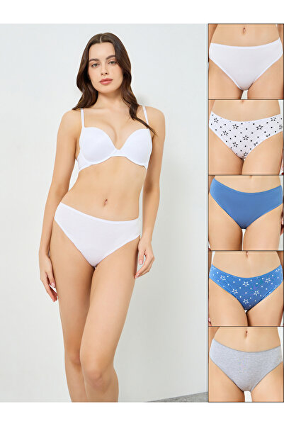 Styli Pack of 5 - Women Cotton Hi-Leg Briefs