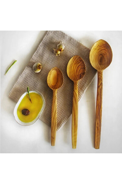 Home Handcrafted Olive Wood 3-Piece Spoon Set