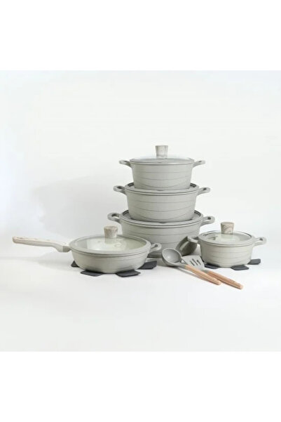 TULIN Light gray granite cookware set - 10 pieces