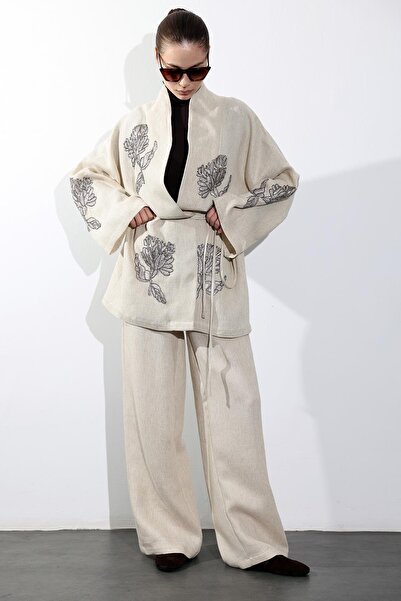 5in1Canpolat Natural Cotton Bohemian Cut Trousers 45301