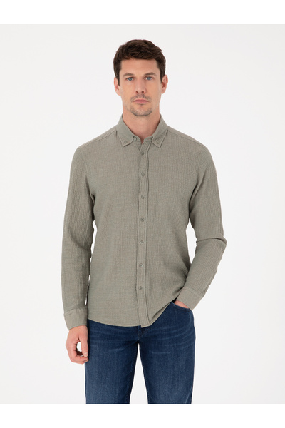 Cacharel Yeşil Regular Fit Uzun Kollu Gömlek 50311507-VR054