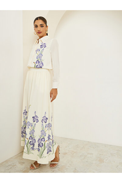 Styli Women Off-White Floral A-Line Maxi Skirt