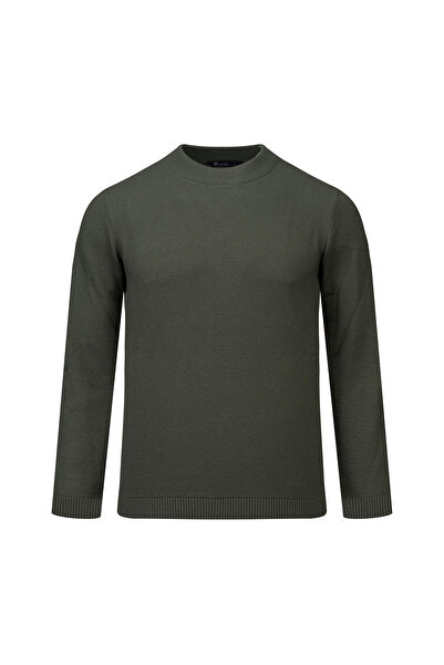 Hatemoğlu Khaki Regular Fit Half Turtleneck Cotton Sweater