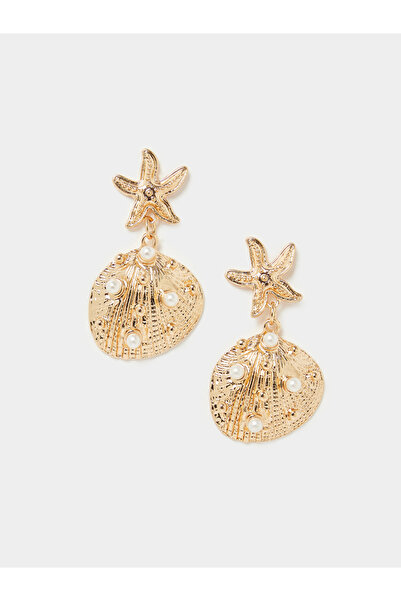Styli Gold Starfish Seashell Dangle Earrings