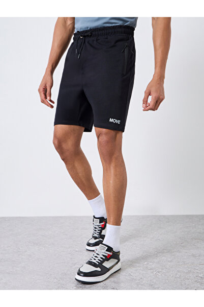 Styli Men Black Athleisure Training Terry Shorts