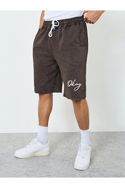 Styli Men Brown Oversized Shorts with Drawstring