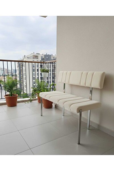 ÖZCAN METAL Metal Krom Ayaklı Sırtlı Mutfak Salon Antre Yatak Odası Balkon Pu...