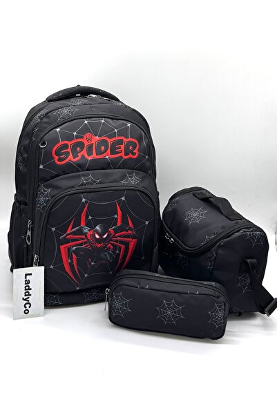 LaddyCo Primary School Bag Boy's 3-Piece Set Black Primary School Bag Charact...