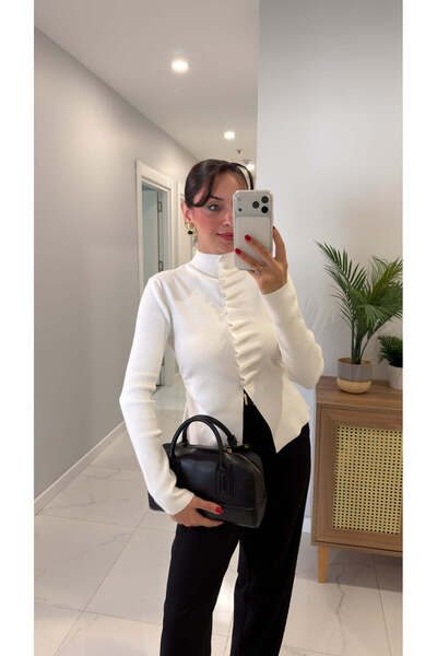 BİRCANÇİL Cessil Ecru Self-Tie Cardigan