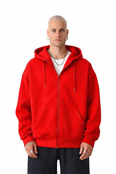 YAKAMEL Erkek Basic Unisex Tam Fermuar Sweatshirt Hırka
