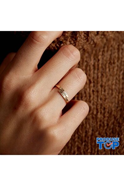 Produse.Top Women's Ring Made of Geometric Stainless Steel Plated with 14K Ye...