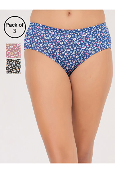 Clovia By Styli Pack of 3-Mid Waist Floral Print Hipster Panties - Cotton
