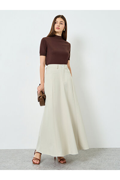 Styli Women Beige A-Line Maxi Skirt