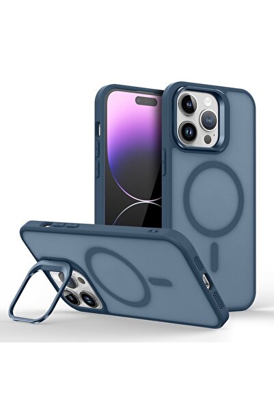 Bracket case غطاء حماية لهاتف آيفون 13 مع حامل وغطاء معدني من ماج سيف وهدية ع...