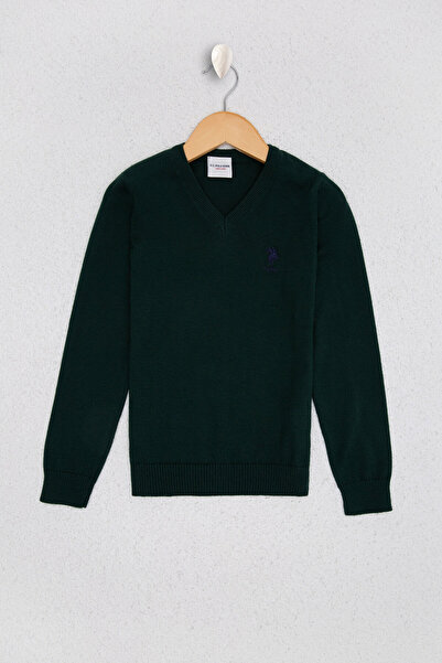 U.S. Polo Assn. Boy's Green V-Neck Knitwear Sweater 50210681-Vr079