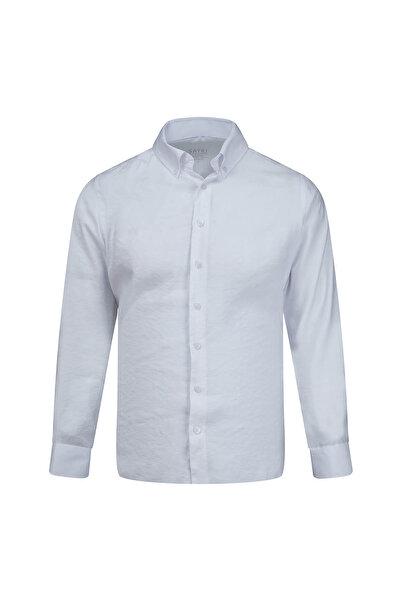 Hatemoğlu White Comfort Fit Button down Collar Long Sleeve Shirt