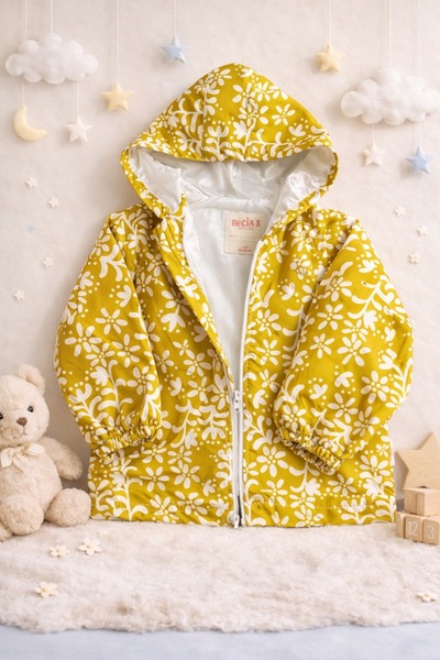 Luna Çiçek Desenli Kız Yağmurluk