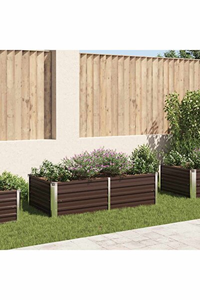 vidaxl Raised Garden Bed 160x80x45 cm Galvanised Steel Brown