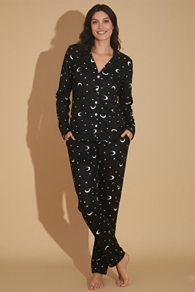 FİT WOMEN PAMUKLU UZUN KOLLU PİJAMA TAKIMI 19243