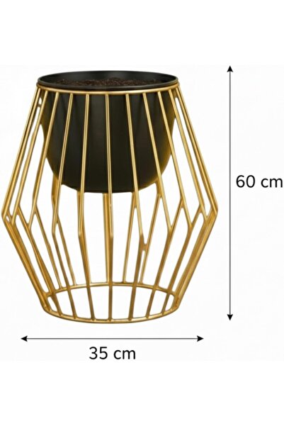 Generic Gold & Black Metal Planter Stand with Pot Included 18 Inch