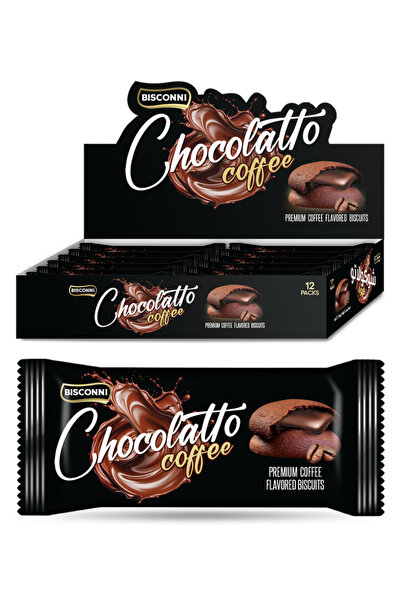 Bisconni بسكويت شوكولاتو إكسترا بريميوم محشو بالقهوة، 12 عبوة × 36 غرام × 3 علب